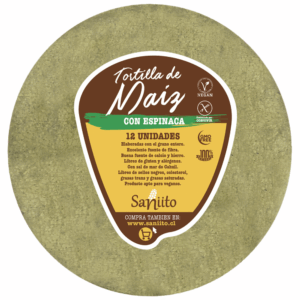 TORTILLA DE MAIZ CON ESPINACA 17CM X 12UND SANIITO