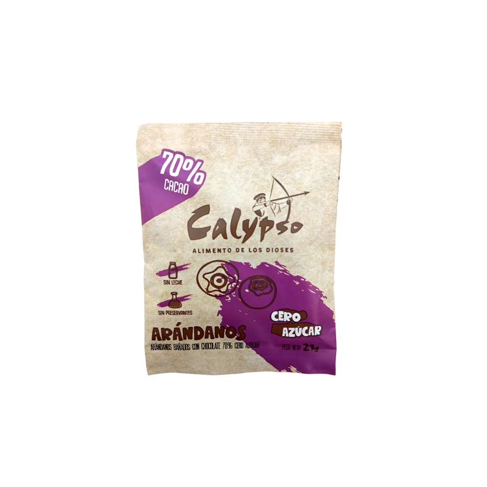 ARÁNDANOS BAÑADOS CON CHOCOLATE 70% CACAO 0 AZÚCAR PESO 21G