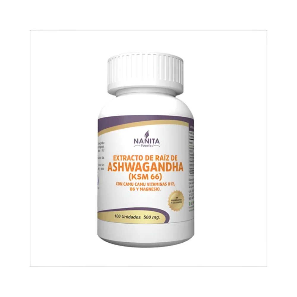 ASHWAGANDHA (KSM66) 100 CAPSULAS X 500MG NANITA FOODS