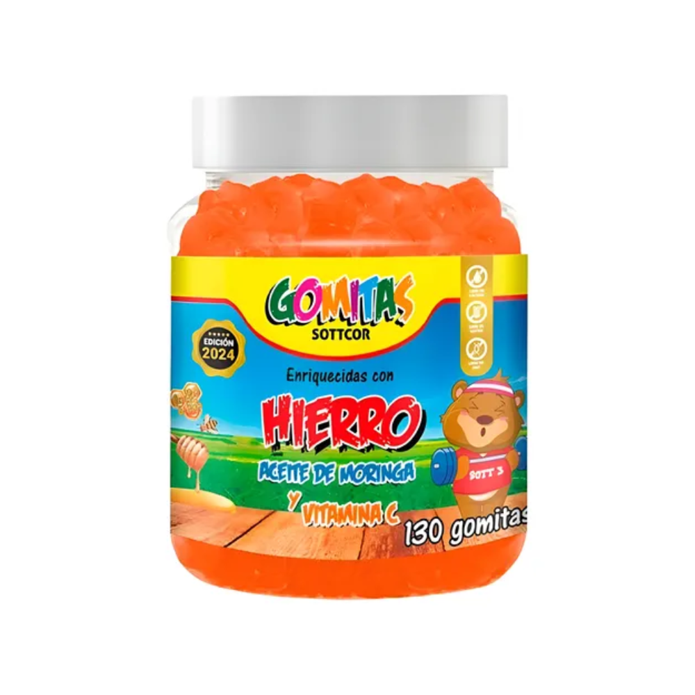 GOMITAS SOTTCOR HIERRO, ACEITE DE MORINGA Y VITAMINA C X 130 GOMITAS NIÑOS